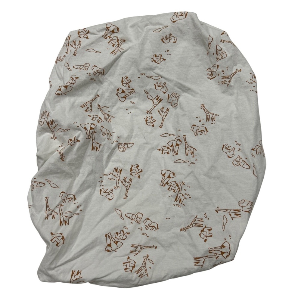 Nestig Mini Crib Sheet Organic Cotton Brown Safari Animals Fitted Sheet